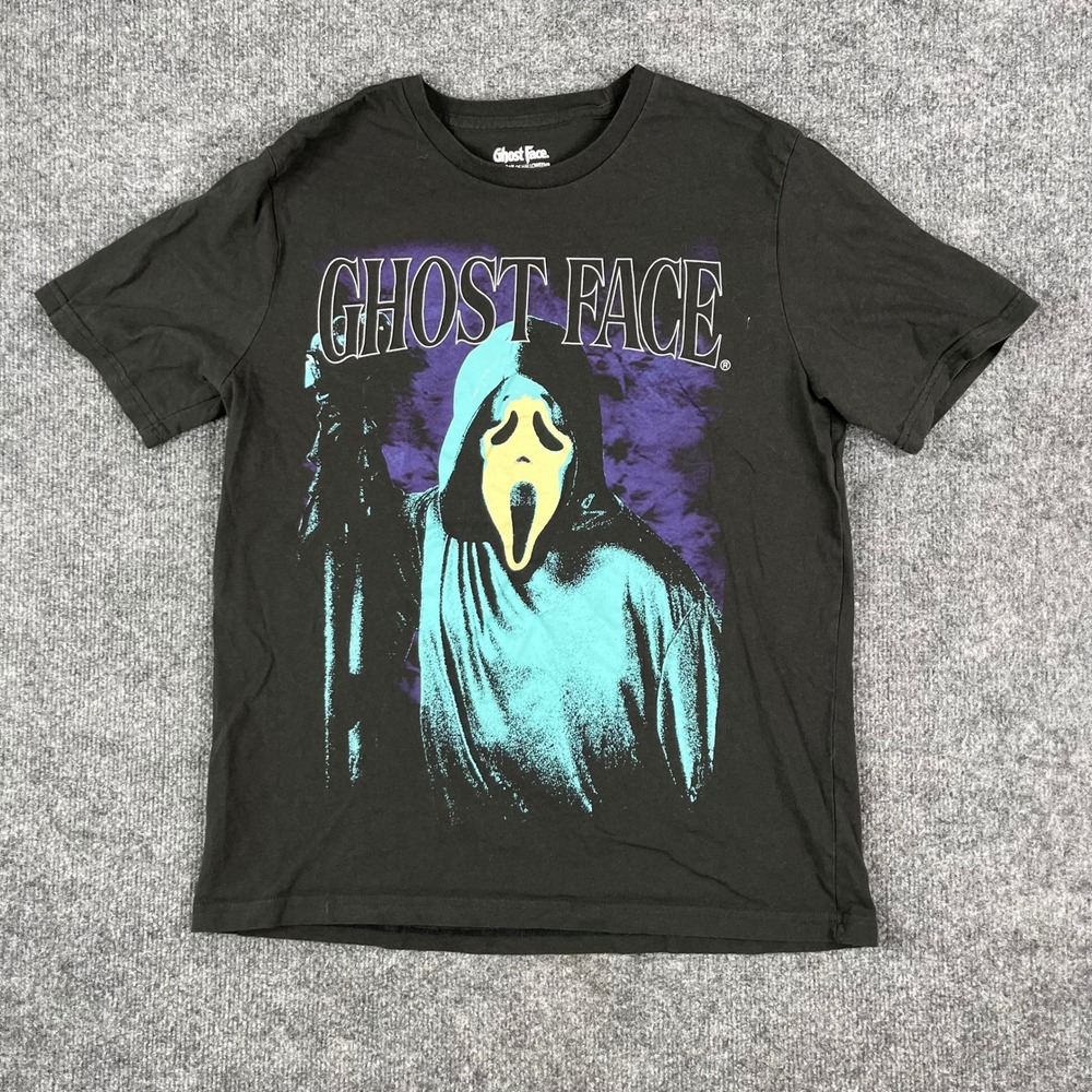 Bioworld T-Shirt Mens Size M Black Ghost Face Horror Graphic Print Cotton Tee